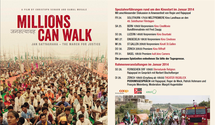 Millions can walk : the movie comes out this week in Switzerland with Rajagopal